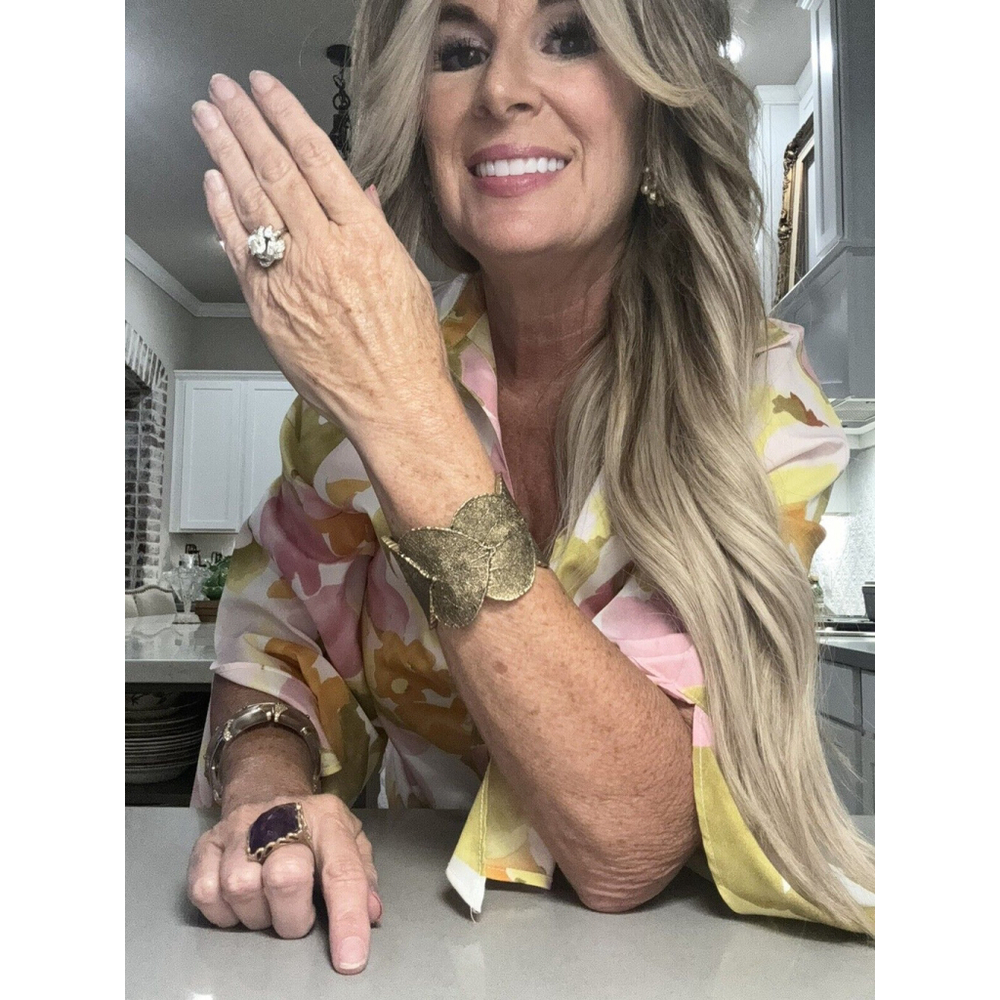 Lia Sophia Leaf Cuff Goldtone Arboretum Bracelet Adjustable Retired Design - Picture 2 of 6